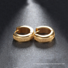 Fashion High Quality Gold Plating Frosting 316L Stainless Steel Hoop Earrings